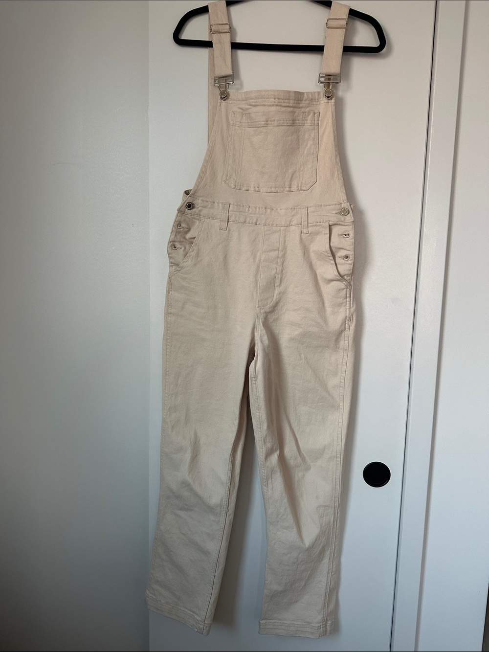 WeWoreWhat Cream Cotton Overalls Jumpsuit